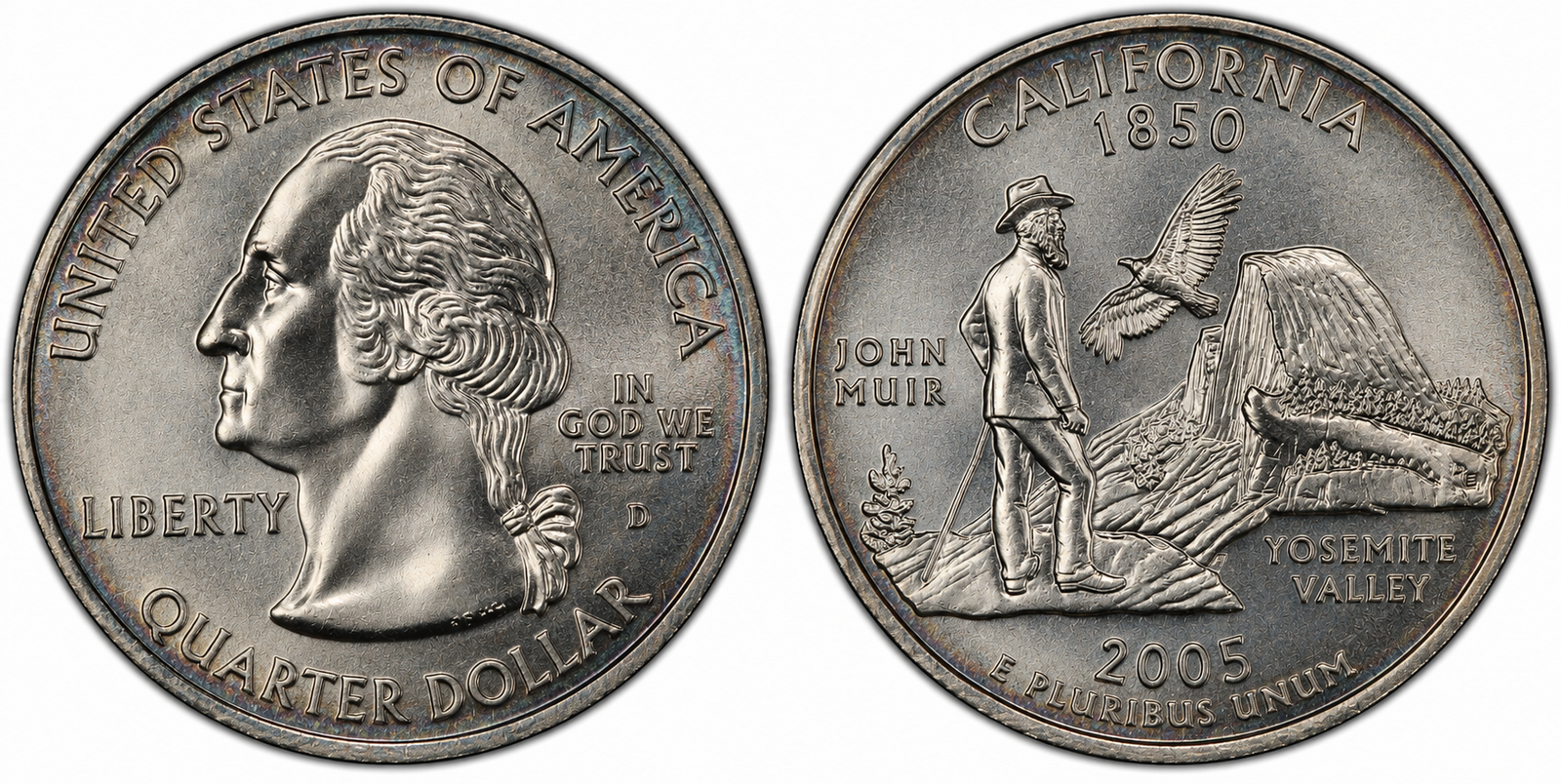 2005-D California State Quarter obverse and John Muir Yosemite reverse