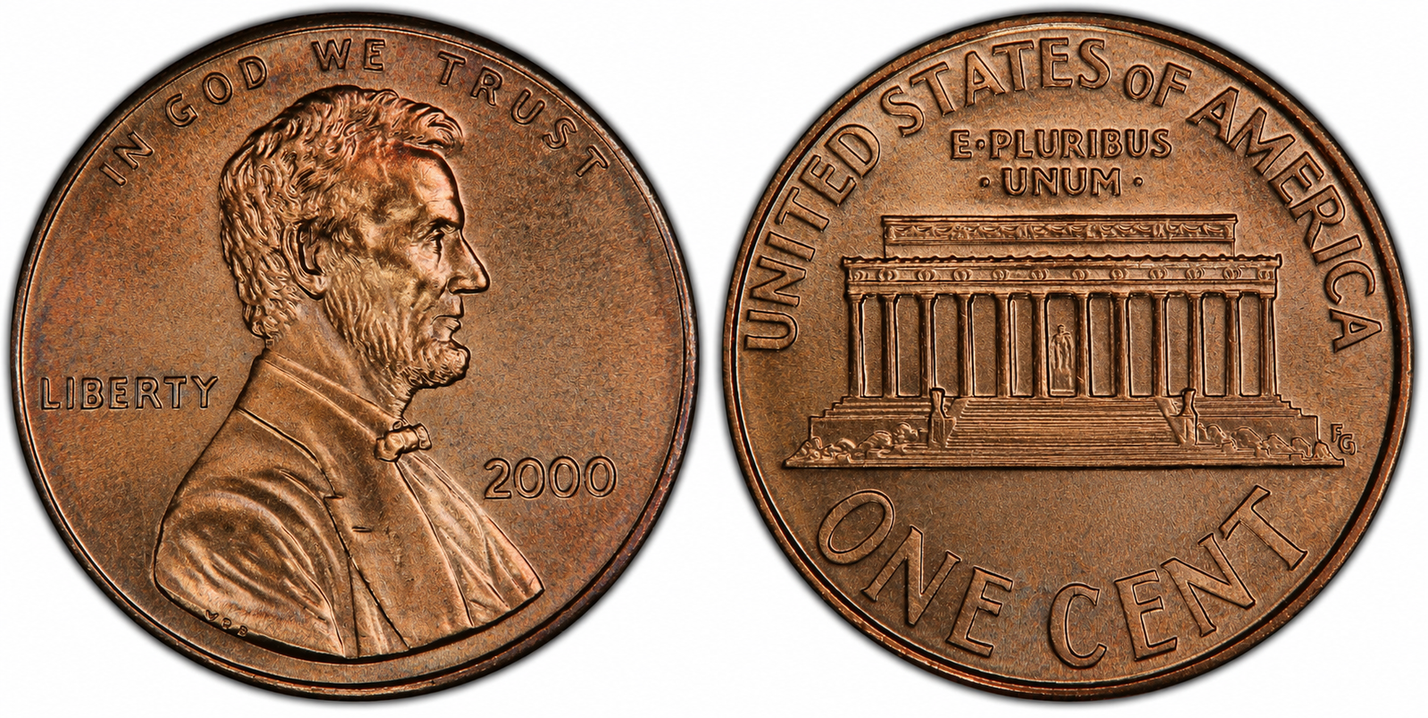 Lincoln Memorial Cent copper-plated zinc obverse and reverse