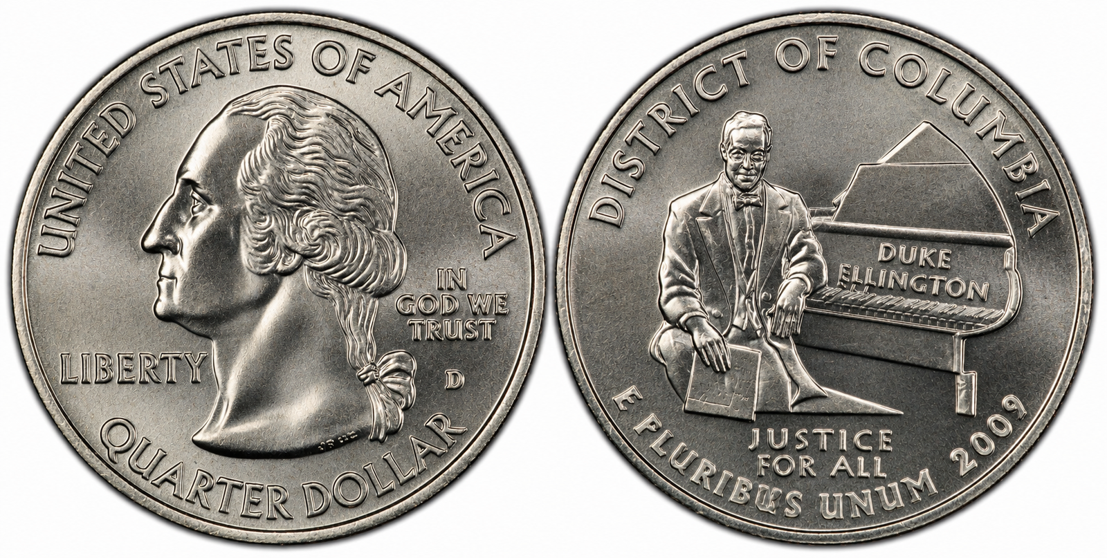 2009-D District of Columbia Quarter obverse and Duke Ellington reverse