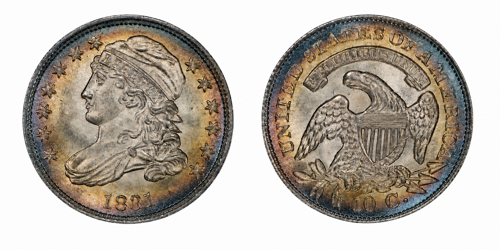 1831 Capped Bust Dime Type 2 Small Dentils obverse and reverse