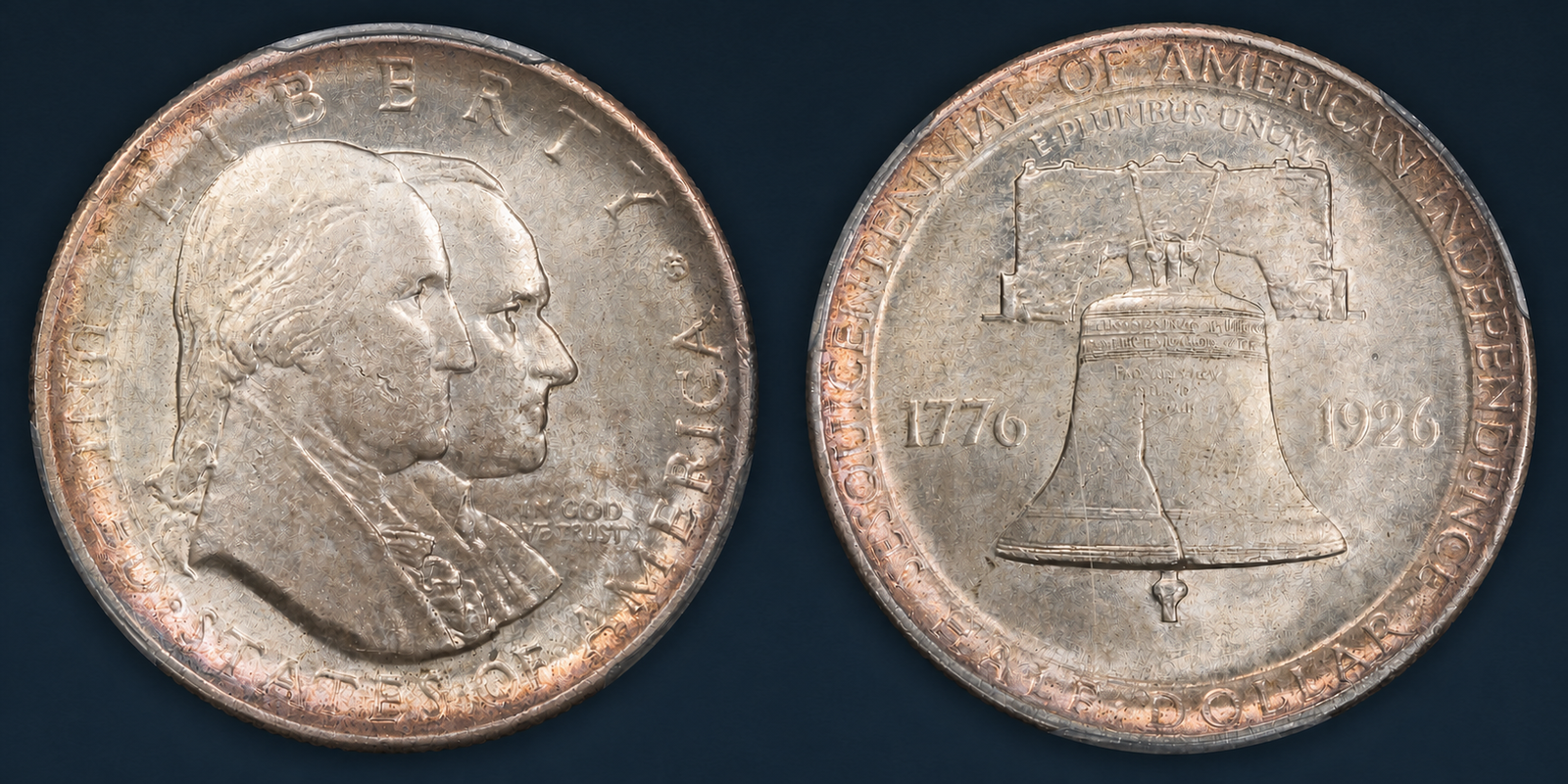 1926 Sesquicentennial of American Independence Half Dollar original obverse and reverse coin image