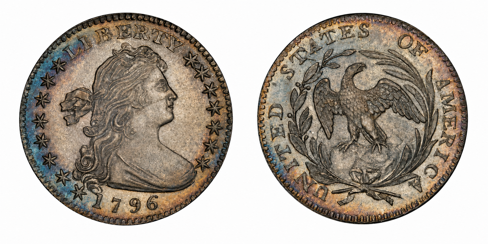 1796 Draped Bust Silver Half Dime Small Eagle obverse and reverse