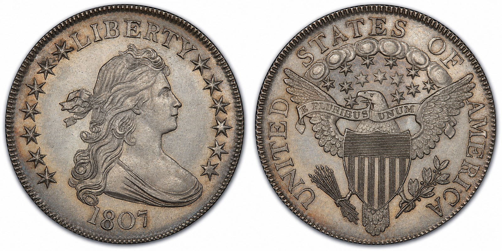 1807 Draped Bust Half Dollar Heraldic Eagle obverse and reverse