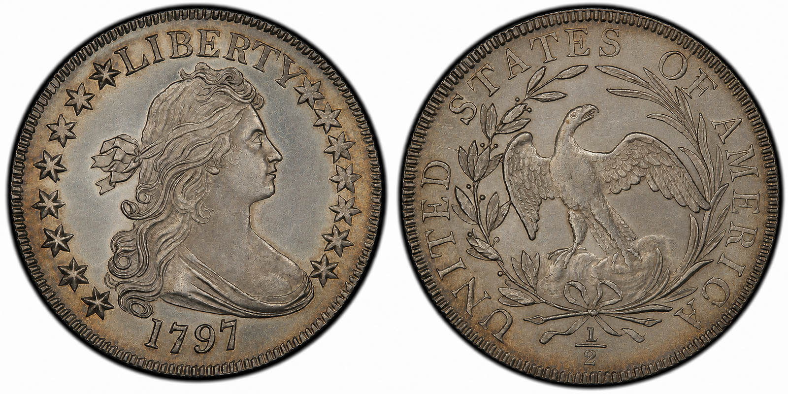 1797 Draped Bust Half Dollar Small Eagle obverse and reverse