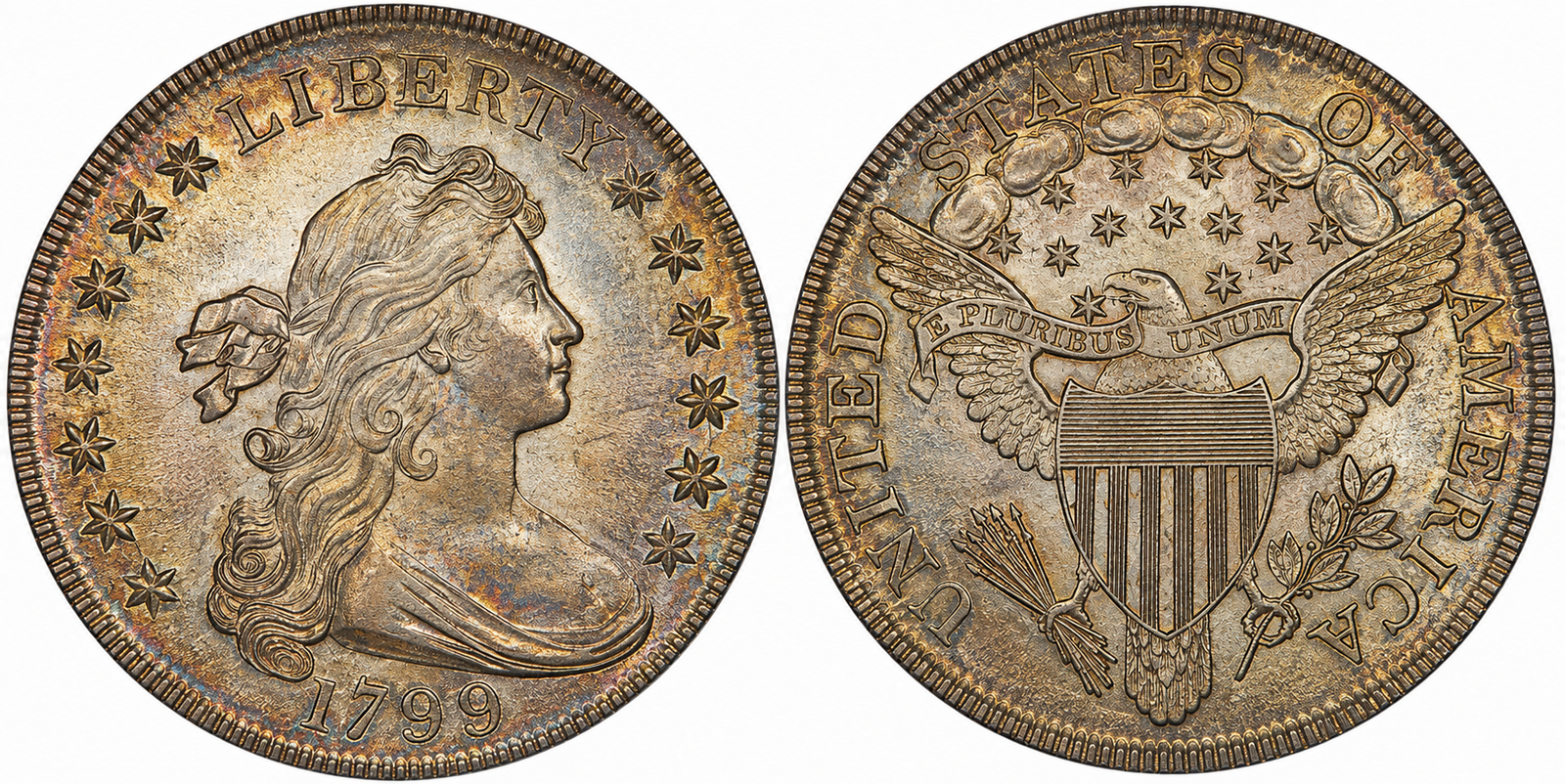 Draped Bust Silver Dollar coin obverse and reverse