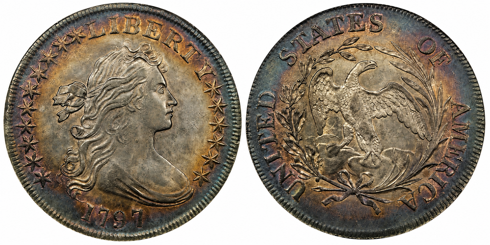 1797 Draped Bust Silver Dollar Small Eagle Reverse obverse and reverse