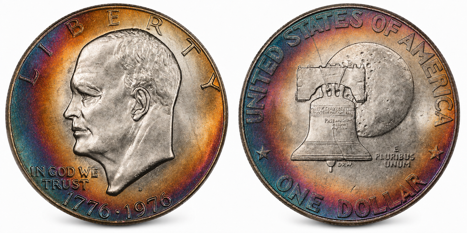 1776–1976: Eisenhower Dollar (Dual-Dated Large-Size Bicentennial Moon/Liberty Bell Reverse)