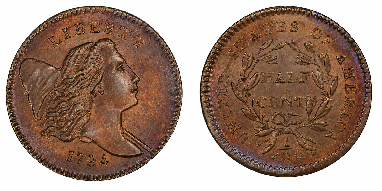 1794 Liberty Cap Half Cent Right-Facing Type obverse and reverse