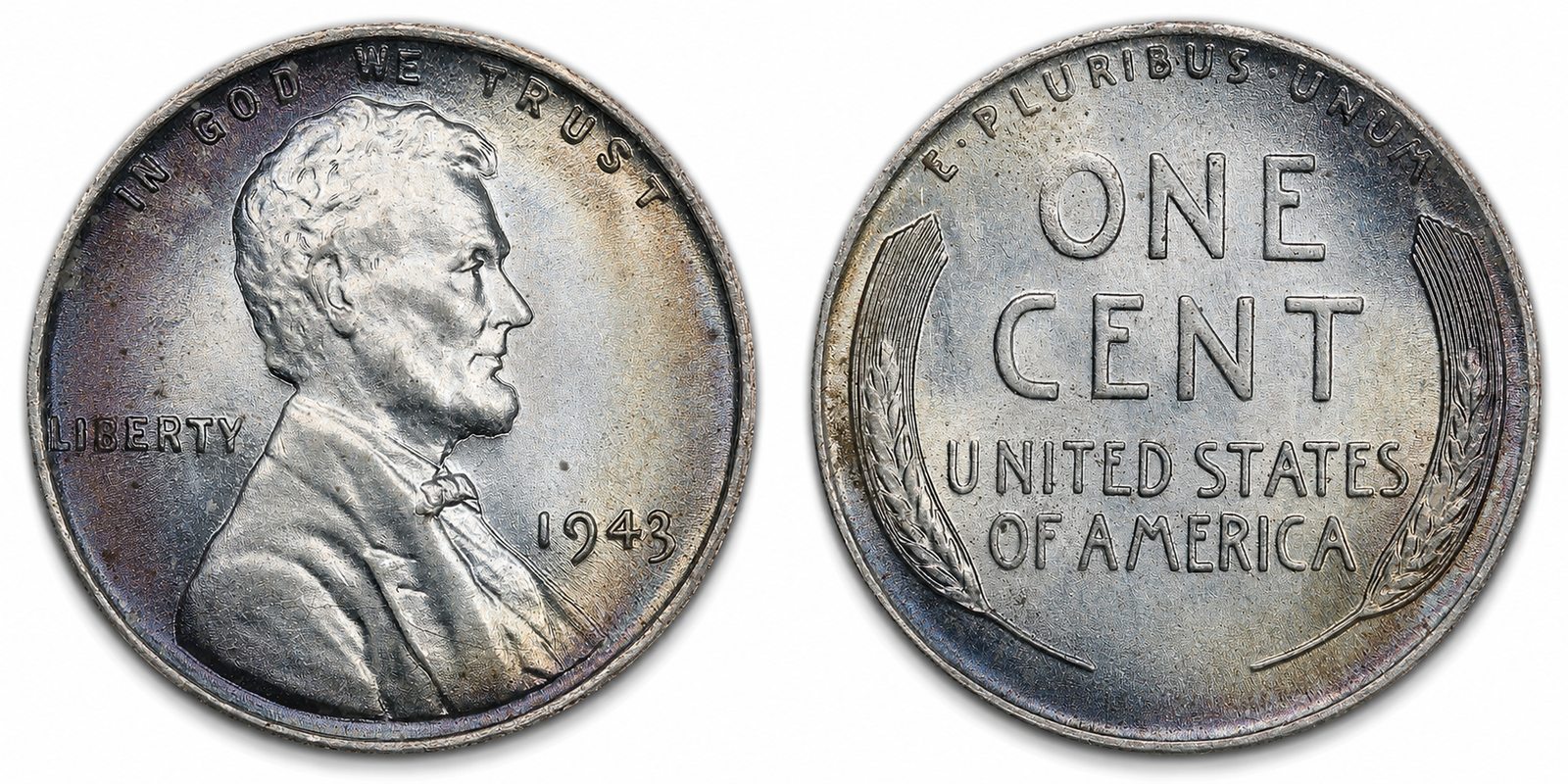 1943: Lincoln Wheat Cent (Zinc-Coated Steel Wartime Type)