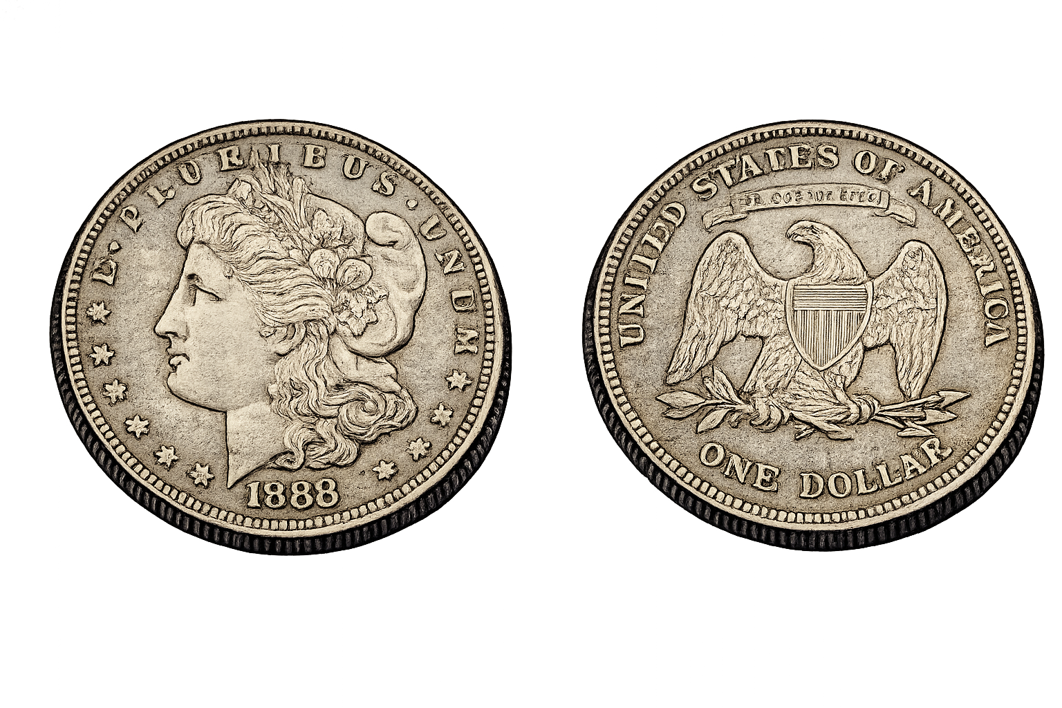 Morgan Silver Dollar obverse and reverse
