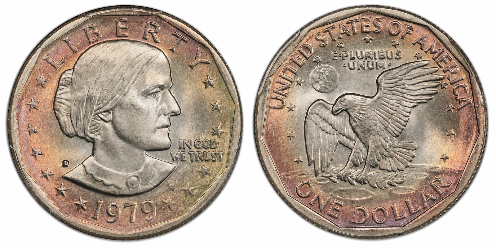 Susan B. Anthony Dollar obverse and reverse reference image