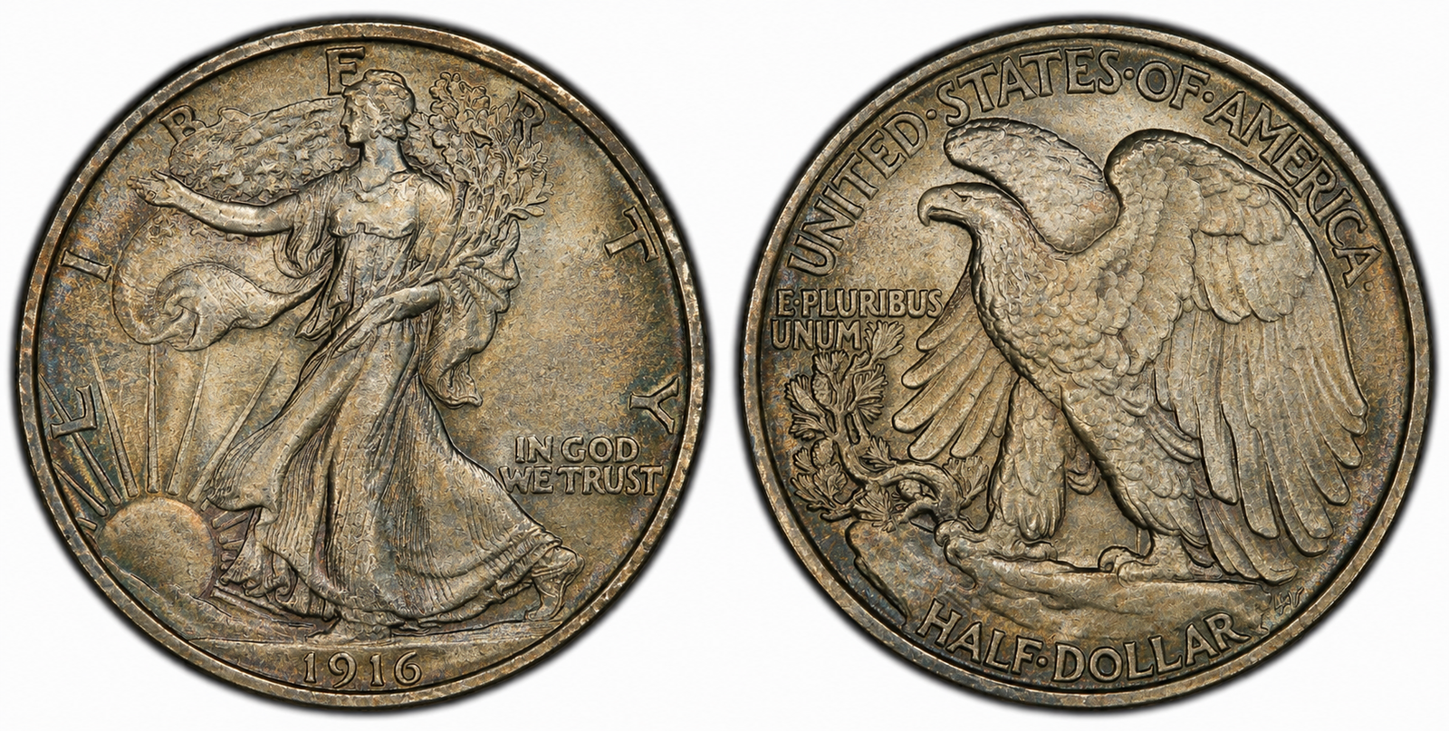 1916 Walking Liberty Half Dollar obverse and reverse