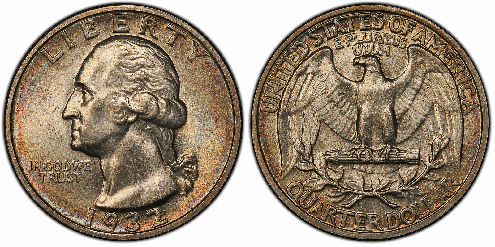 1932 Washington Quarter toned obverse and reverse