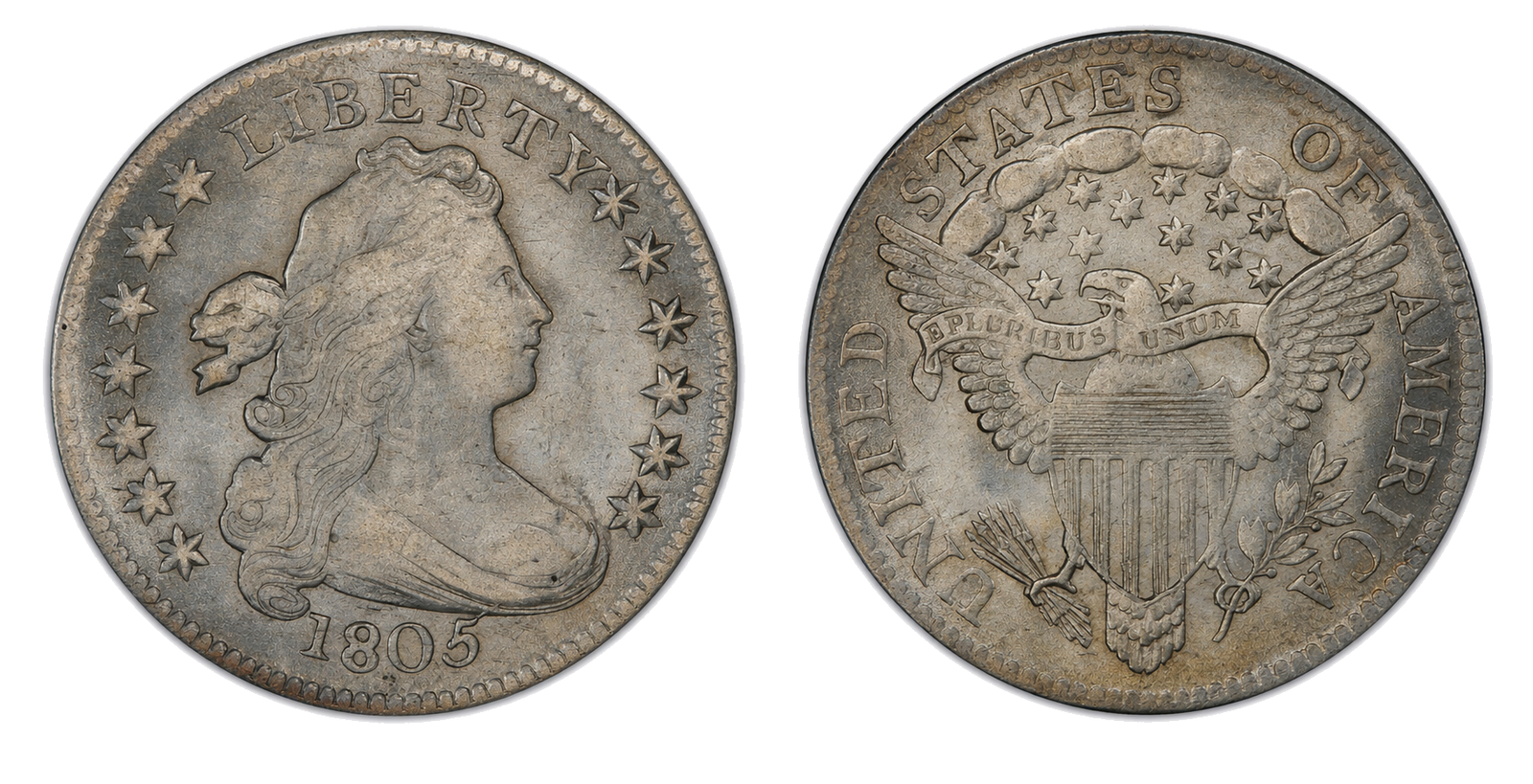 1798–1807 Draped Bust Dime Heraldic Eagle obverse and reverse